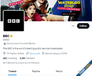 BBC คัดค้านป้าย Government funded media บัญชีตัวเองใน Twitter