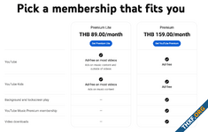 YouTube เปิดแพคเกจ Premium Lite ราคา 89 บาท/เดือน คล้ายตัวฟรี แค่ไม่มีโฆษณาในคลิป