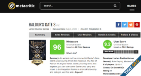 Baldur's Gate 3 ขึ้นเป็นเกมคะแนนรีวิวดีที่สุดของปี 2023, PC Gamer ให้คะแนนสูงสุดในรอบ 16 ปี