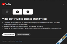 YouTube เริ่มเอาจริงแล้ว บล็อคไม่ให้เล่นคลิป หากใช้ตัวบล็อคโฆษณาที่เบราว์เซอร์